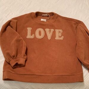 New in Caramel LOVE Appliqué Sweatshirt